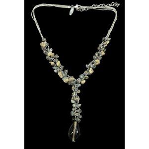 NY & Co Glass And Gem Chip Beaded Y Necklace